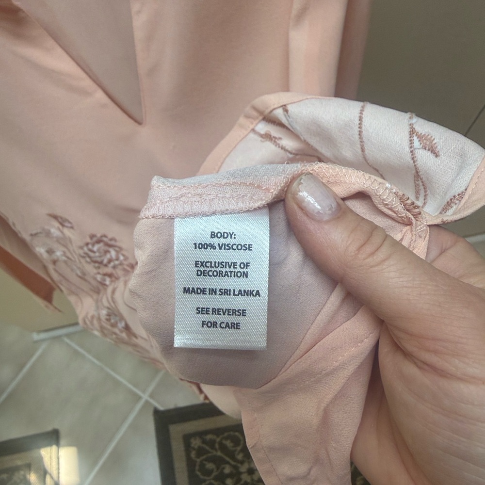 NWT Spartina 449 Blush Pink Floral-Embroidered V-Neck Long Sleeve Top NWT XL - Picture 7 of 8